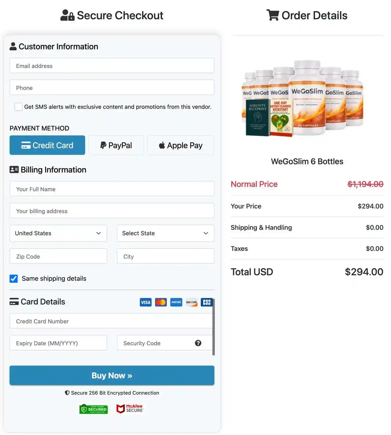 WeGoSlim Secure Checkout 2026 Official